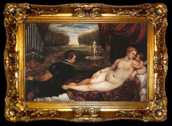 framed  TIZIANO Vecellio Venus with Organist and Cupid, ta009-2